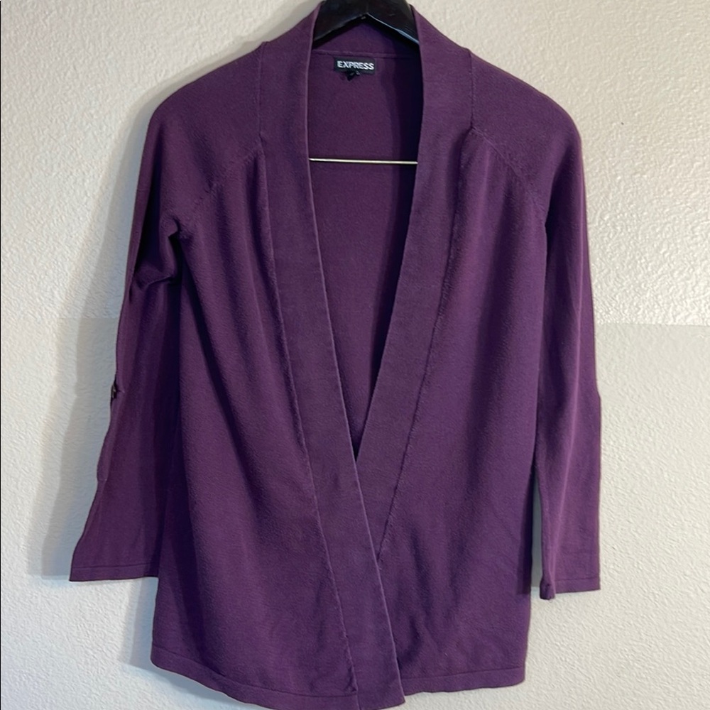 Express Purple Cardigan Sweater V-Neck Knit 100% cotton XS
